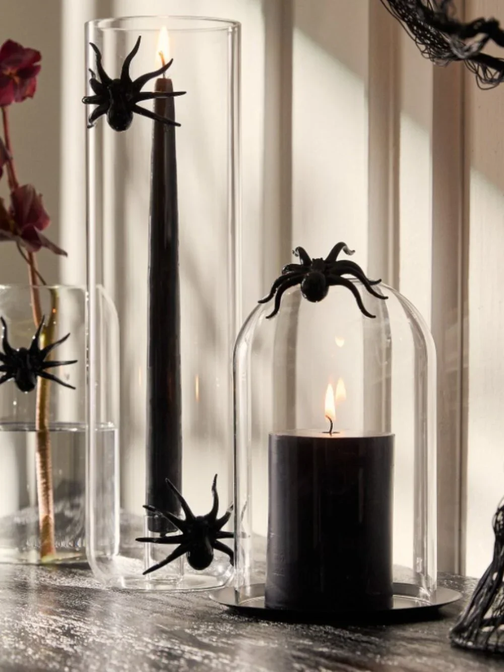 West Elm Glass Spider Cloche Candleholder